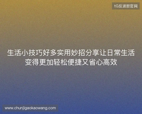 生活小技巧好多实用妙招分享让日常生活变得更加轻松便捷又省心高效